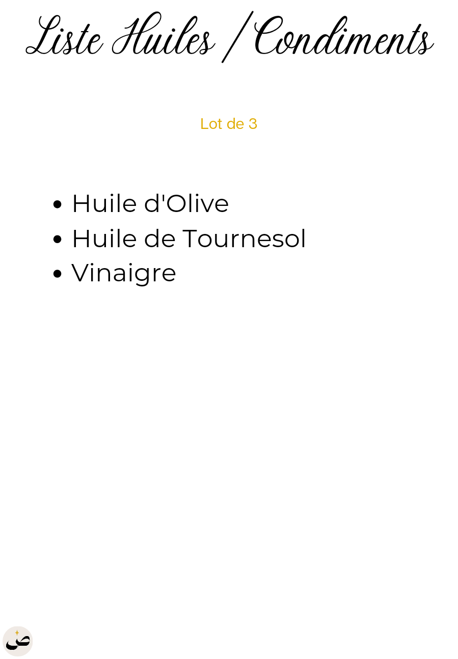Huile/Condiment (lot 3 étiquettes)