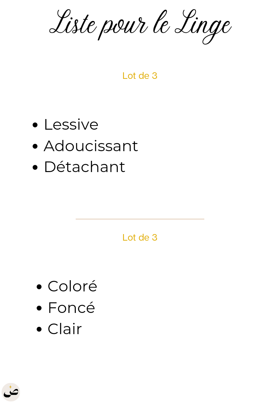 Linge (lots 3 à 6 étiquettes)