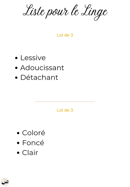 Linge (lots 3 à 6 étiquettes)