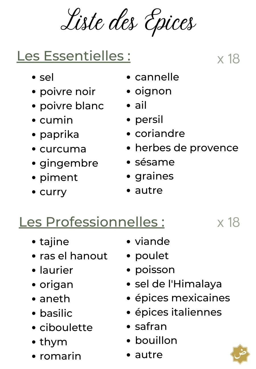 étiquettes Épices et Herbes (18 ou 36)